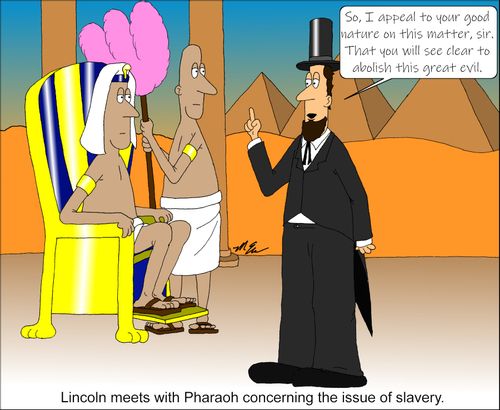 Lincoln meets with Pharaoh concerning the issue of slavery.