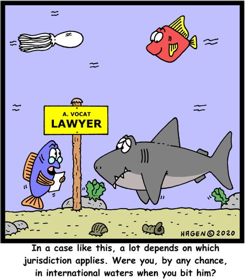 "In a case like this, a lot depends on which jurisdiction applies. Were you, by any chance, in international waters when you bit him?"