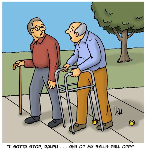 "I gotta stop, Ralph. . . one of my balls fell off!"