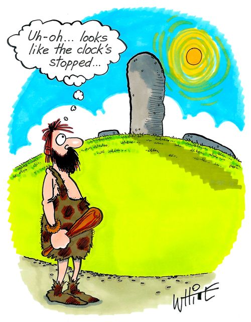 "Uh-oh. . . looks like the clock's stopped. . ."