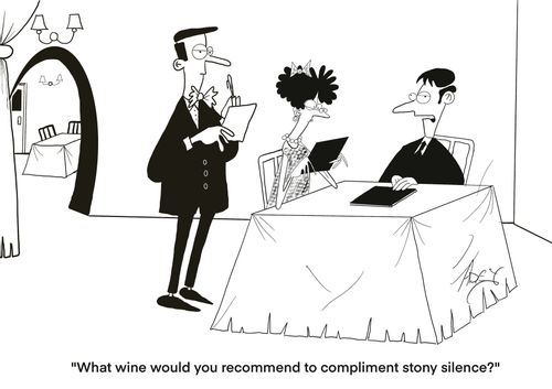 "What wine would you recommend to compliment stony silence?"