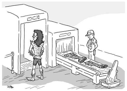 Rocker boots go through airport security