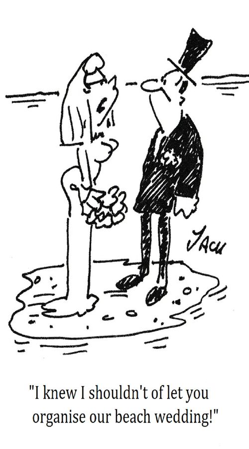 "I knew I shouldn't of let you organise our beach wedding!"