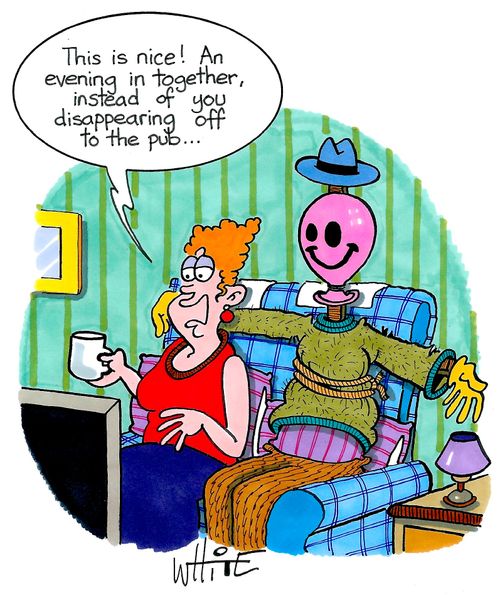 "This is nice! An evening in together, instead of you disappearing off to the pub. . ."