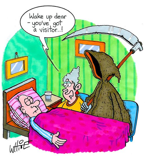 "Wake up dear - you've got a visitor..."