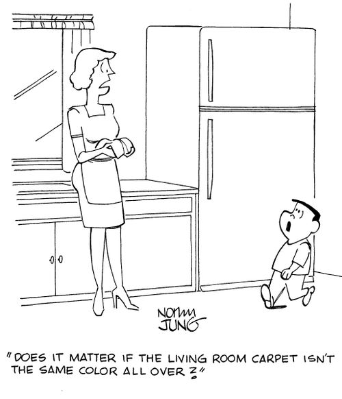 "Does it matter if the living room carpet isn't the same color all over?"