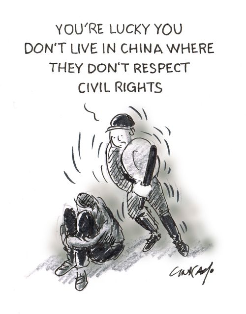 "You're lucky you don't live in China where they don't respect civil rights."