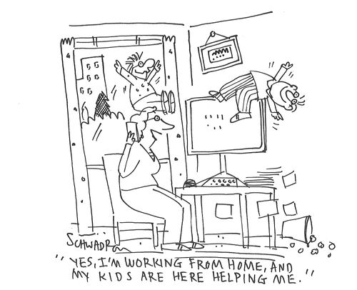 "Yes, I'm working from home, and my kids are here helping me."