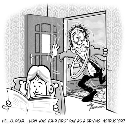 "Hello, dear... How was your first day as a driving instructor?"