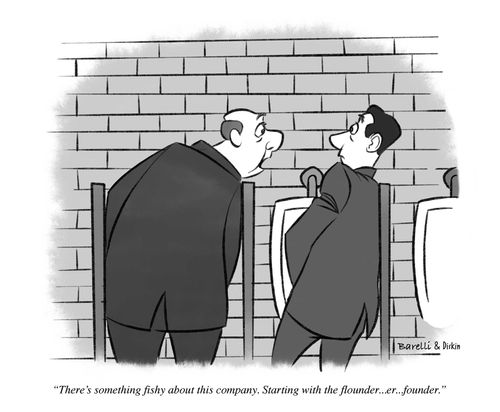"There's something fishy about this company. Starting with the flounder...er... founder."