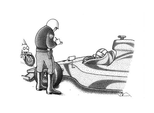 Race car driver gets a speeding ticket