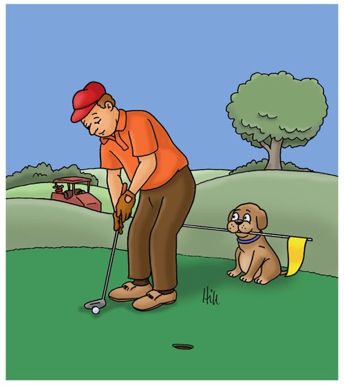Golfer's Dog Is His Caddy