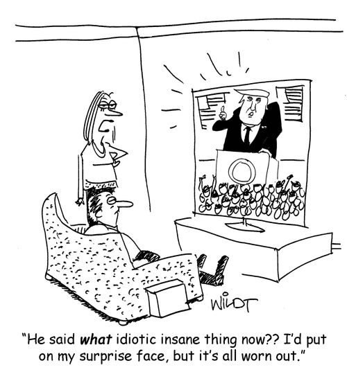 "He said WHAT idiotic insane thing now?? I'd put on my surprise face, but it's all worn out."