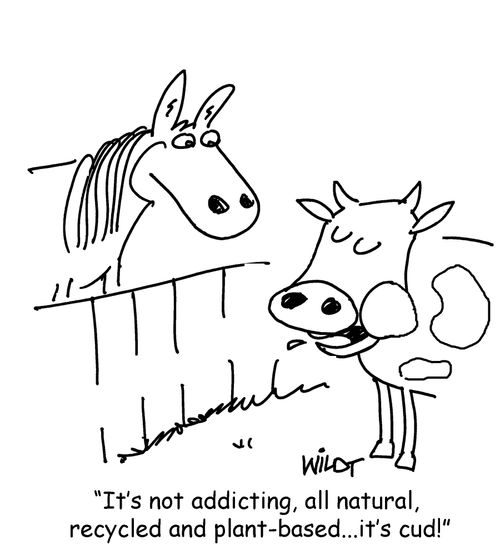"It's not addicting, all natural,  recycled and plant-based...it's cud!"