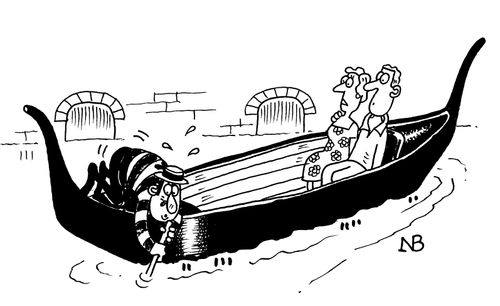 Struggling gondolier