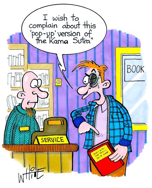 "I wish to complain about this 'pop-up' version of the 'Kama Sutra.'"