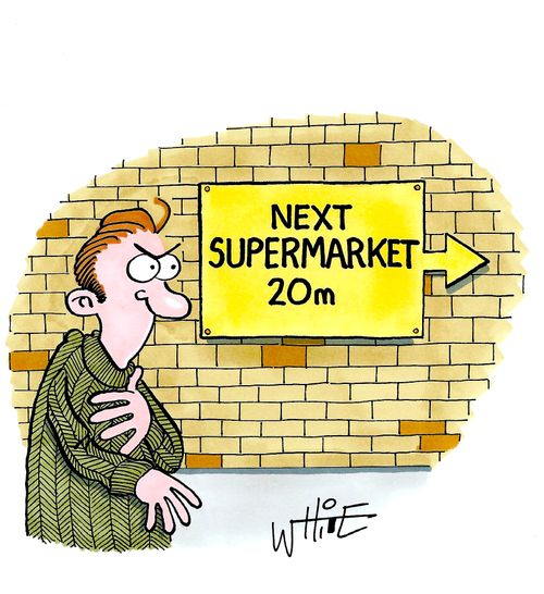 Next supermarket 20 metres...