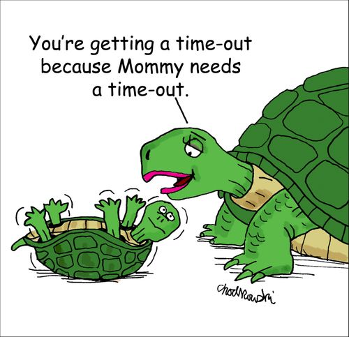 "You're getting a time-out because Mommy needs a time-out."