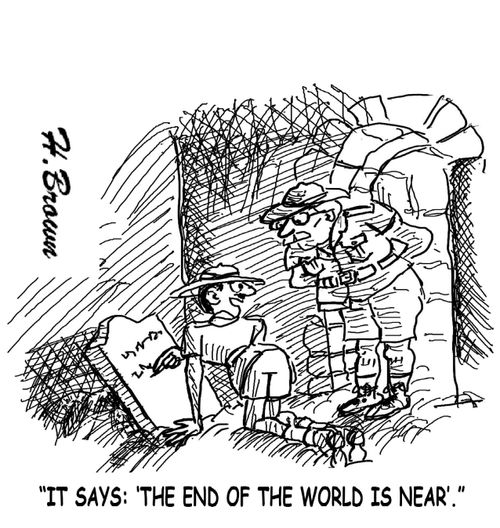 "It says: 'the end of the world is near.'"