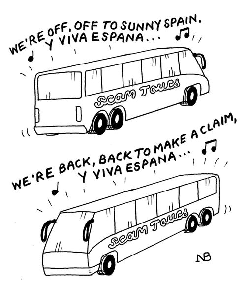 "We're off, off to sunny spain."