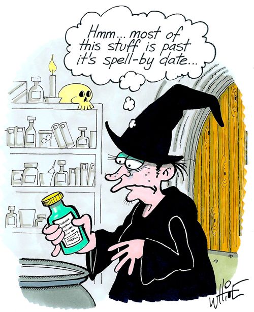 "Hmm... most of this stuff is past it's spell-by date..."