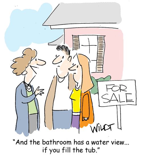 "And the bathroom has a water view...if you fill the tub."