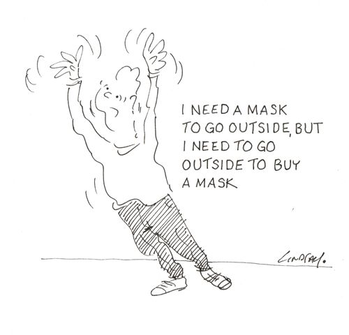 "I need a mask to go outside, but I need to go outside to buy a mask.'