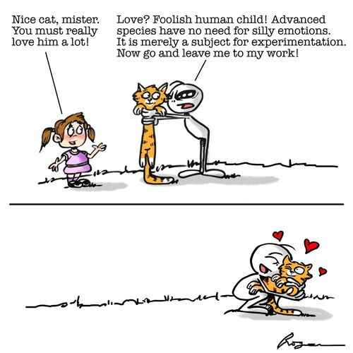 "Nice cat, mister. You must really love him a lot!"