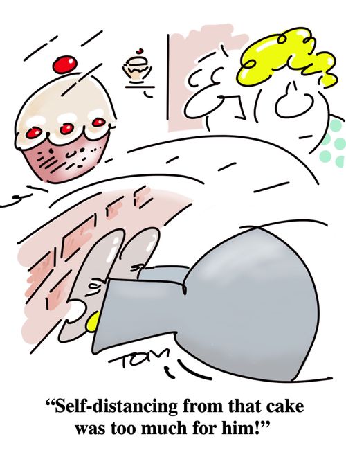 "Self-distancing from that cake was too much for him!"