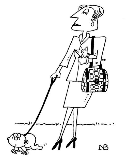 A woman with a dog and a baby on a leash