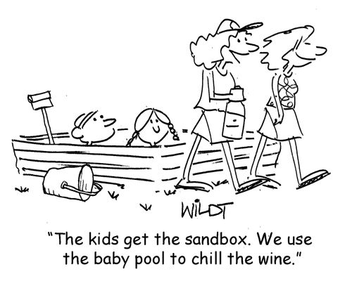 The kids get the sandbox. We use the baby pool to chill the wine.