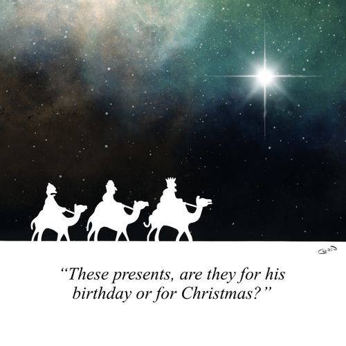 "These presents, are they for his birthday or for Christmas?"