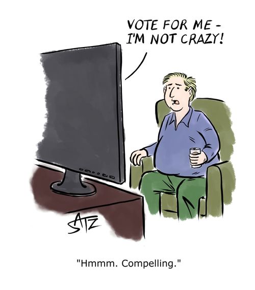 "Vote for me - I'm not crazy!"