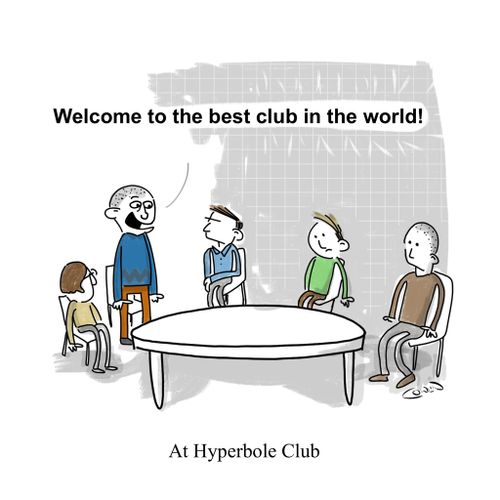 'At Hyperbole Club'.