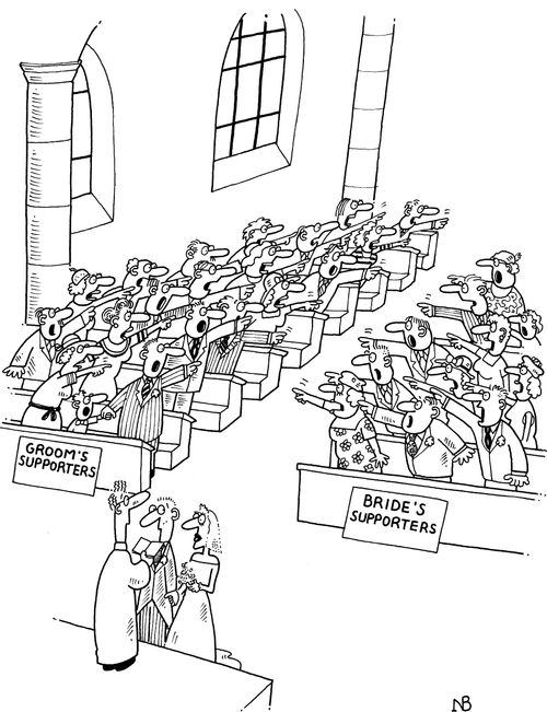 Groom's supporters v Bride's supporters