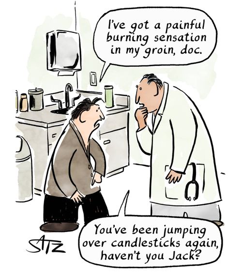"I've got a painful burning sensation in my groin, doc."