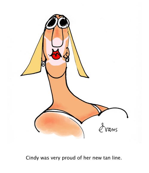 Cindy was very proud of her new tan line