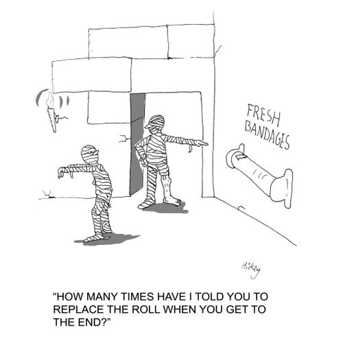 "How many times have I told you to replace the roll when you get to the end?"