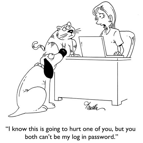 "I know this is going to hurt one of you, but you both can't be my log in password."