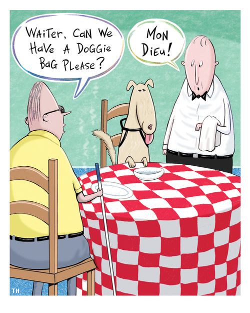 "Waiter, can I we have a doggie bag please?"