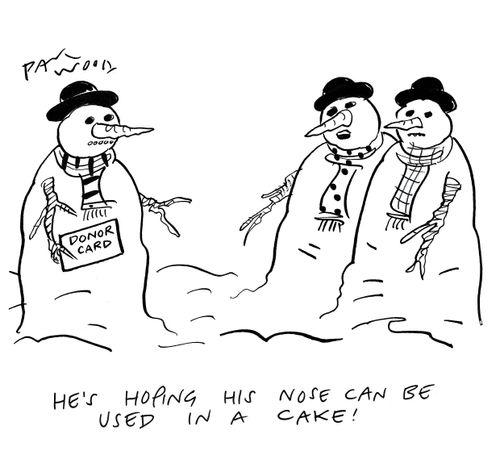 "He's hoping his nose can be used in a cake!"