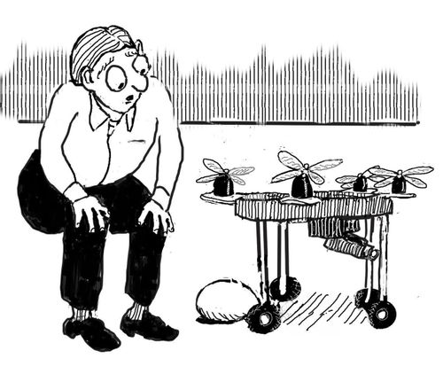 A drone laying an egg