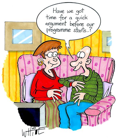 "Have we got time for a quick argument before our programme starts..?"
