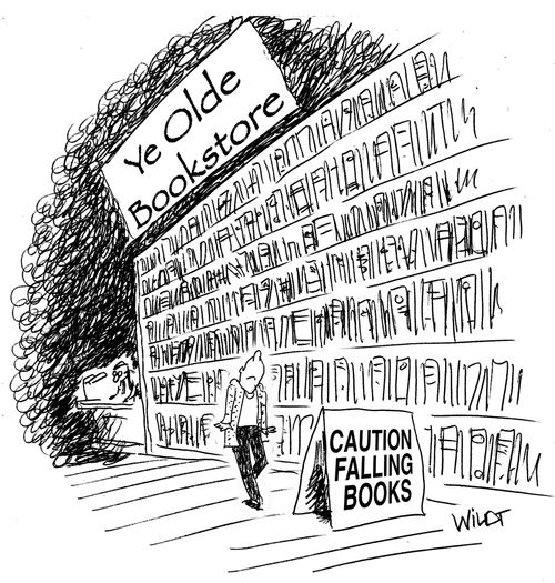 Caution falling books