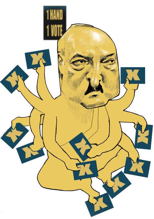 Alexander Lukashenko caricature: Belarusian golden idol of democracy
