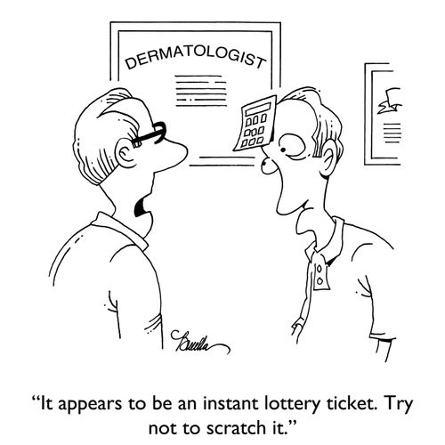 "It appears to be an instant lottery ticket. Try not to scratch it."