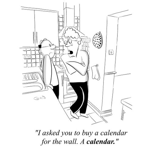 "I asked you to buy a calendar for the wall. A CALENDAR."