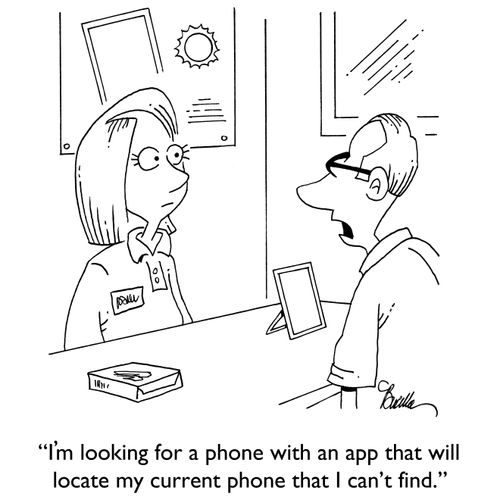 "I'm looking for a phone with an app that will locate my current phone that I can't find."