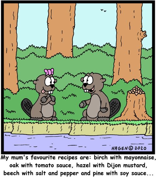 "My mum's favourite recipes are: birch with mayonnaise, oak with tomato sauce, hazel with Dijon mustard, beech with salt and pepper and pine with soy sauce..."