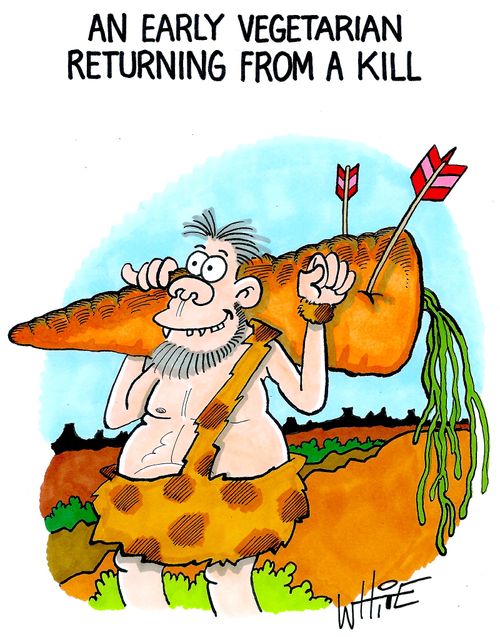 An early vegetarian returning from a kill